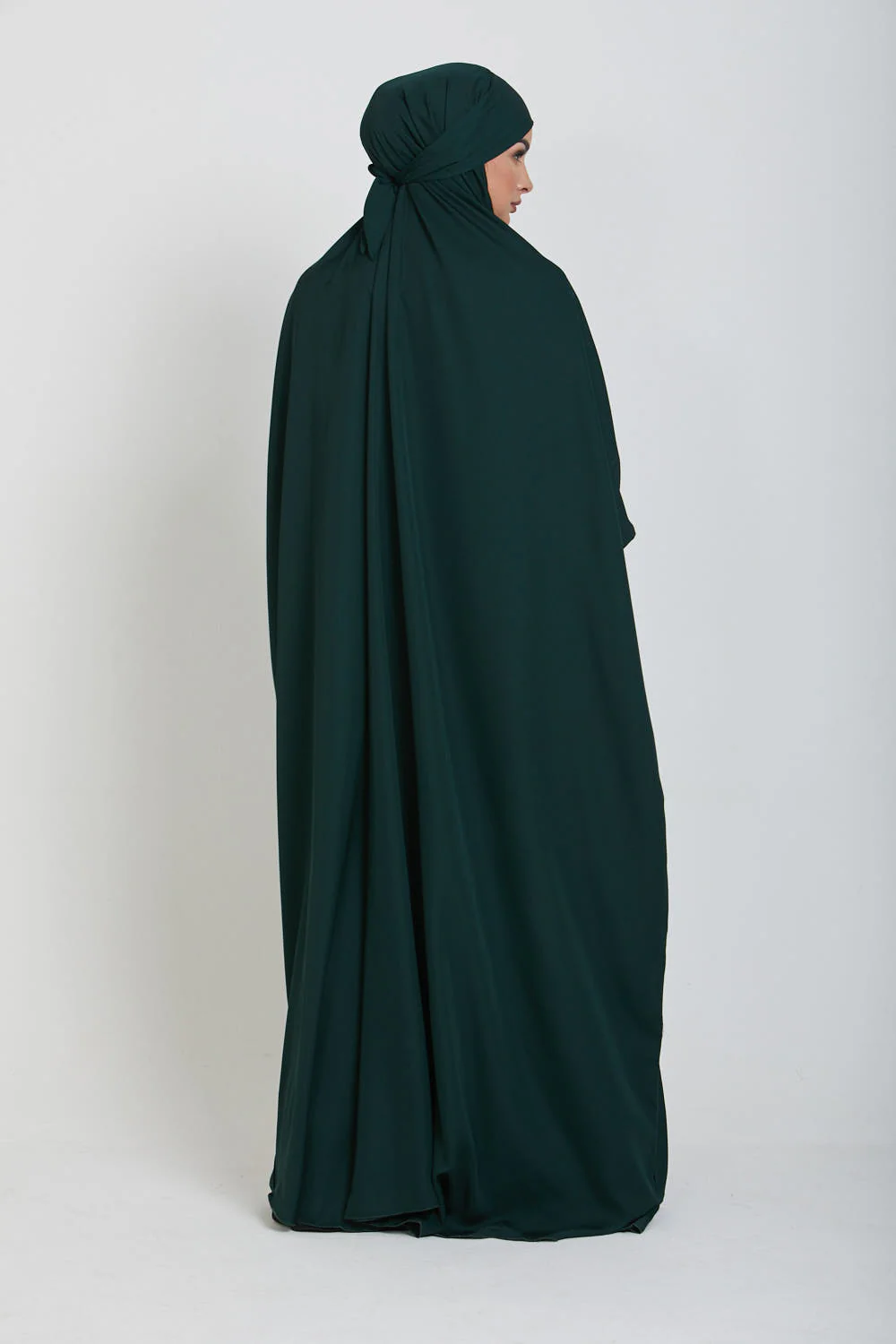 One Piece Full Length Jilbab/ Prayer Abaya - Forest Green - Image 8