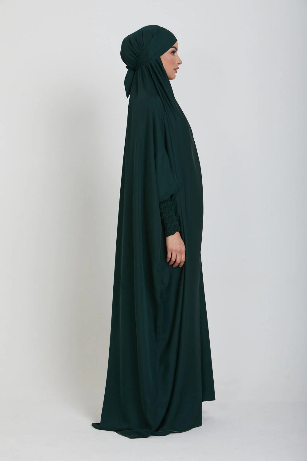 One Piece Full Length Jilbab/ Prayer Abaya - Forest Green - Image 9