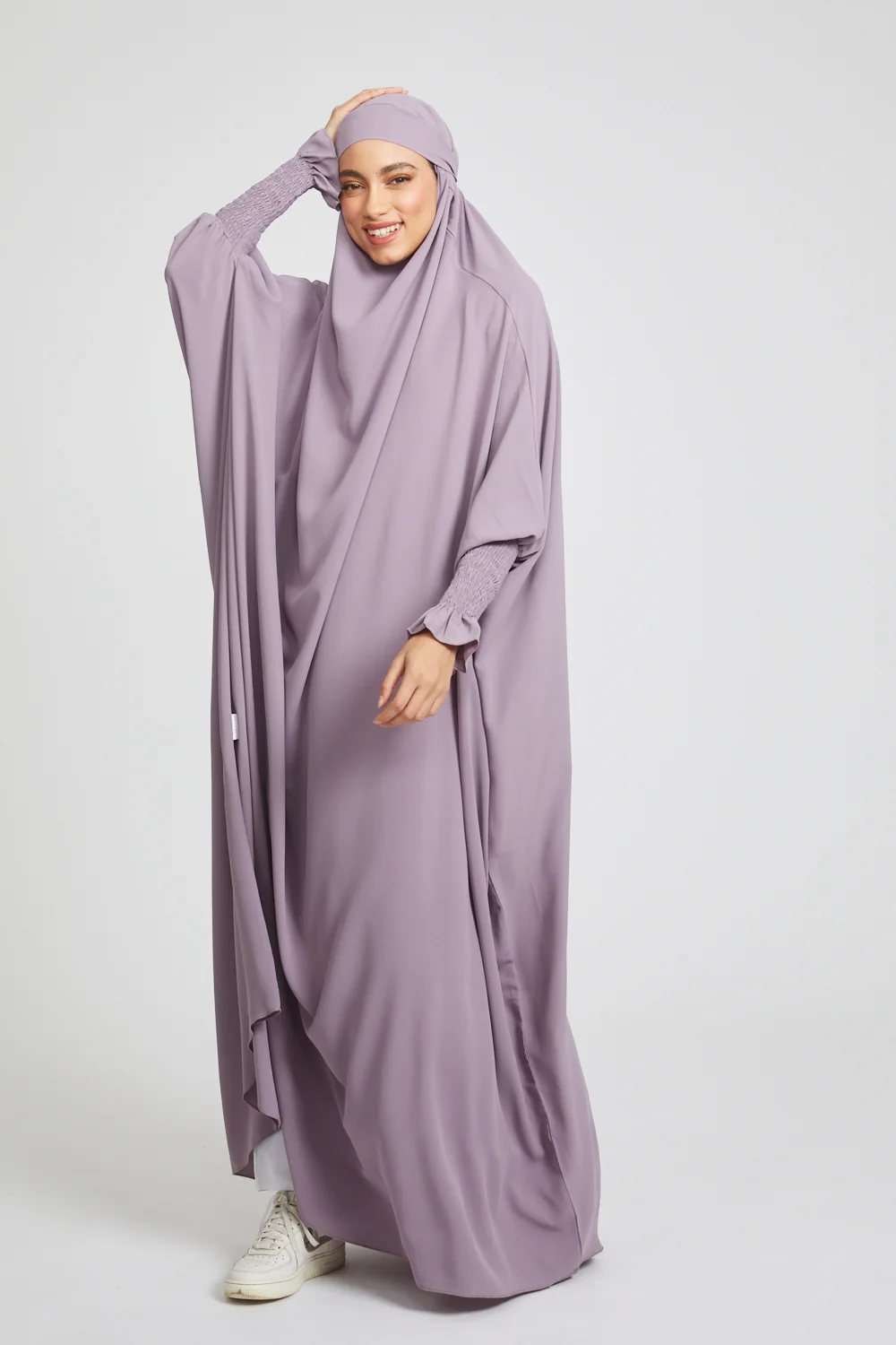One Piece Full Length Jilbab/ Prayer Abaya - Frill Cuff -  Royal Lilac - Image 3