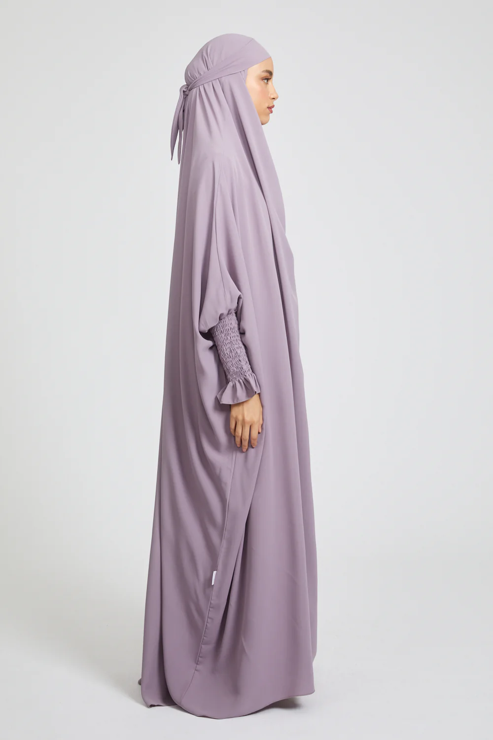 One Piece Full Length Jilbab/ Prayer Abaya - Frill Cuff -  Royal Lilac - Image 6