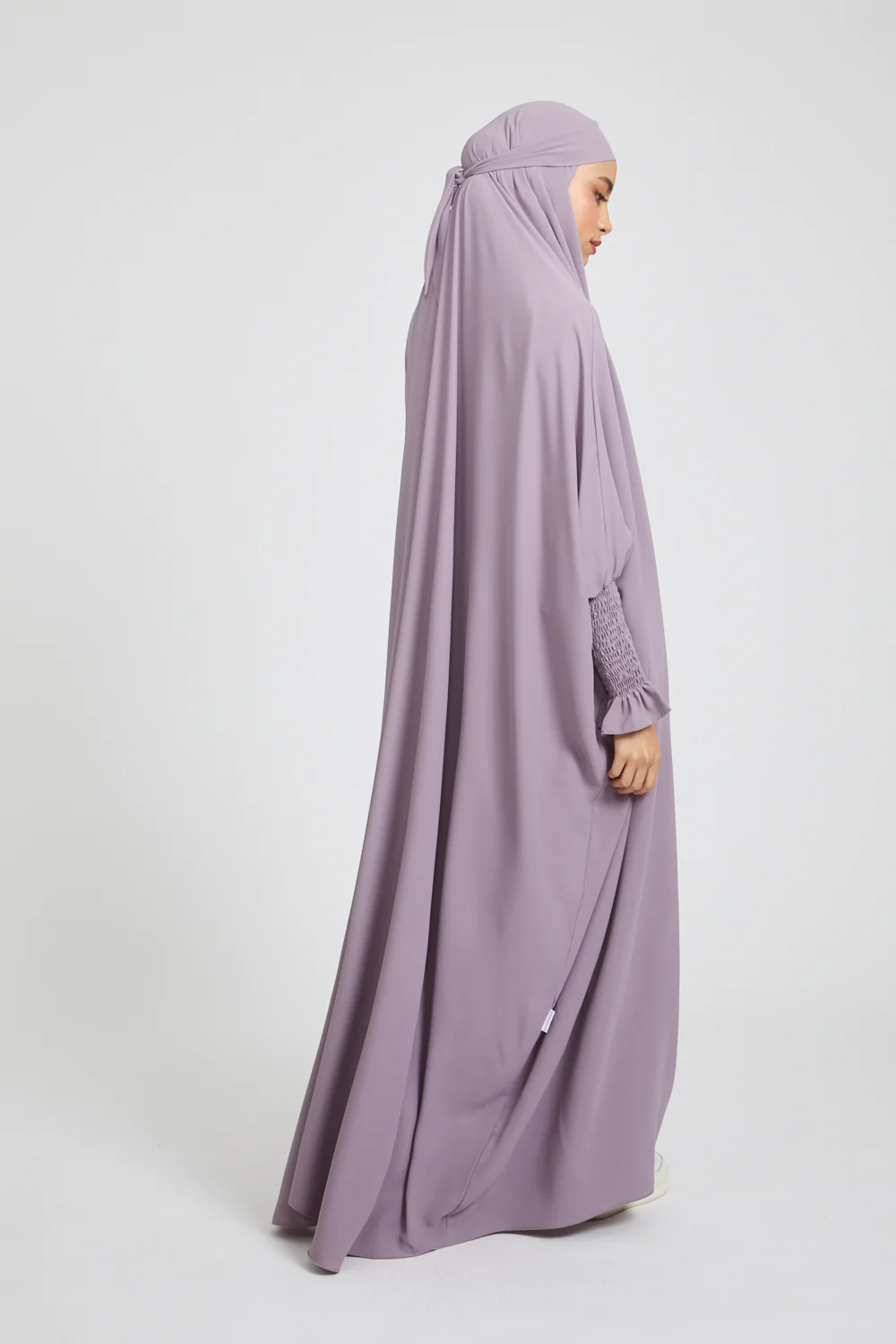 One Piece Full Length Jilbab/ Prayer Abaya - Frill Cuff -  Royal Lilac - Image 7