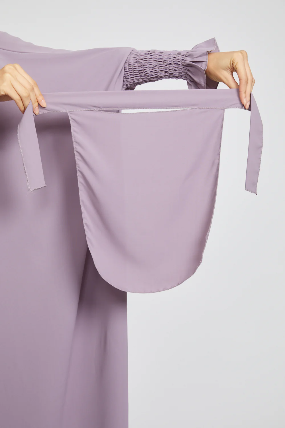 One Piece Full Length Jilbab/ Prayer Abaya - Frill Cuff -  Royal Lilac - Image 9