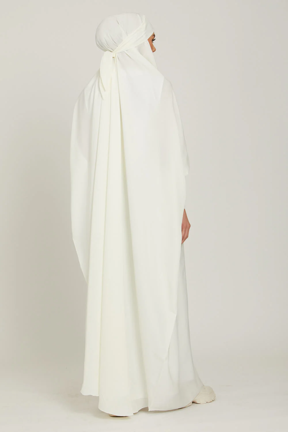 One Piece Full Length Jilbab/ Prayer Abaya - Ivory White - Image 6