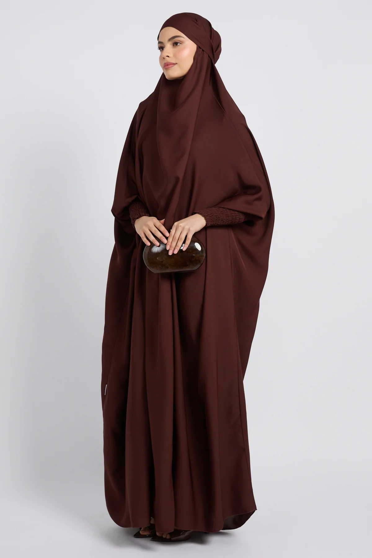 One Piece Full Length Jilbab/ Prayer Abaya - Mahogany