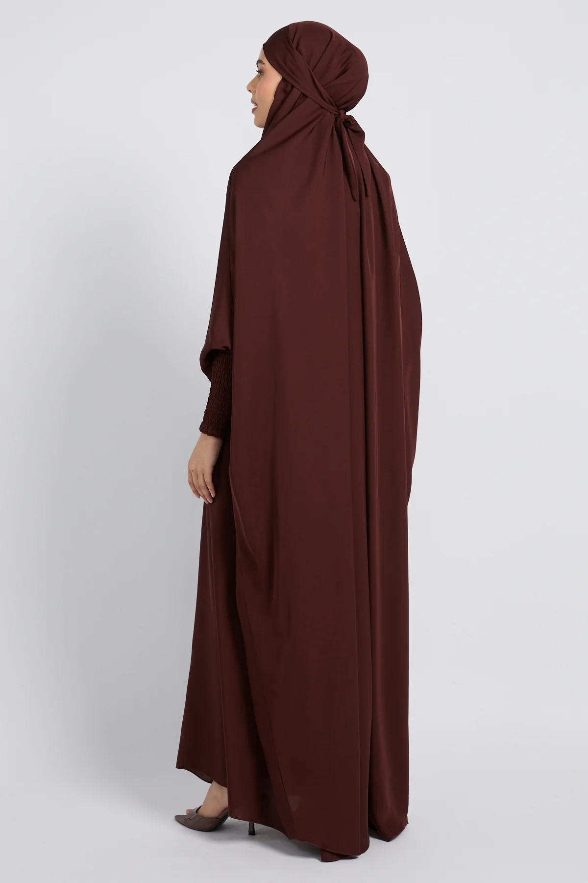 One Piece Full Length Jilbab/ Prayer Abaya - Mahogany - Image 5