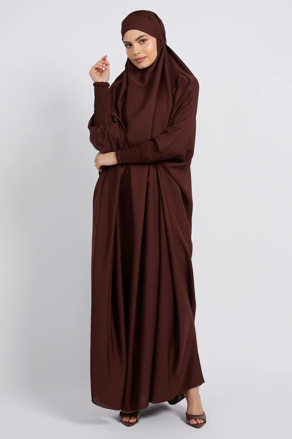 One Piece Full Length Jilbab/ Prayer Abaya - Mahogany - Image 6