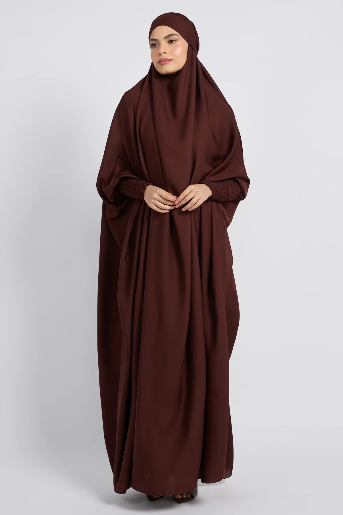 One Piece Full Length Jilbab/ Prayer Abaya - Mahogany - Image 7
