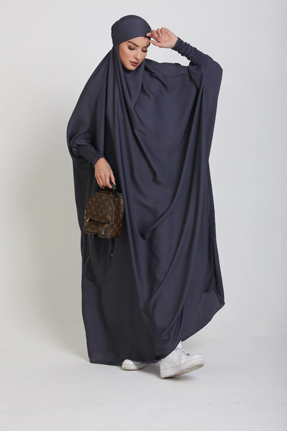 One Piece Full Length Jilbab/ Prayer Abaya - Pebble - Image 4