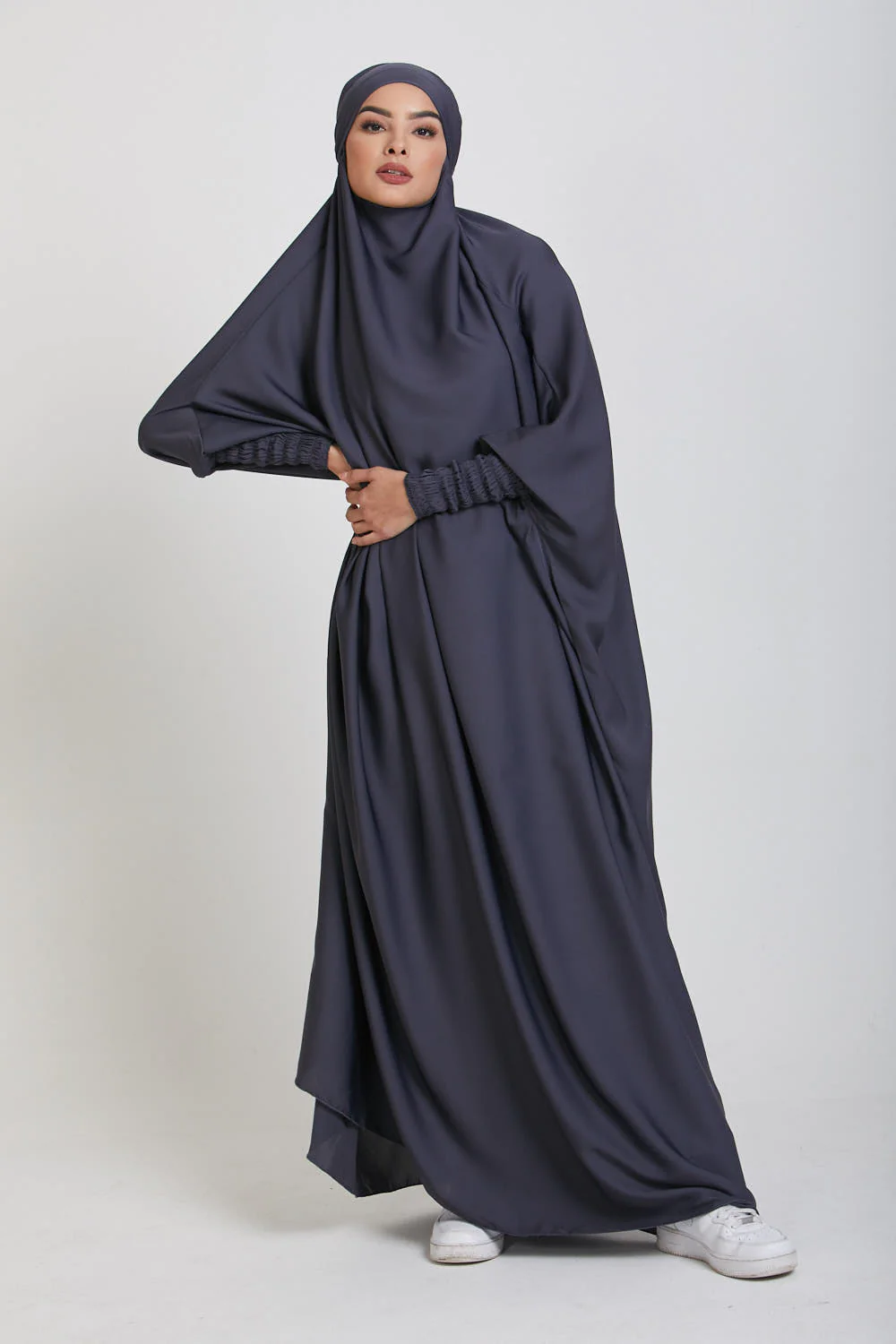 One Piece Full Length Jilbab/ Prayer Abaya - Pebble - Image 6