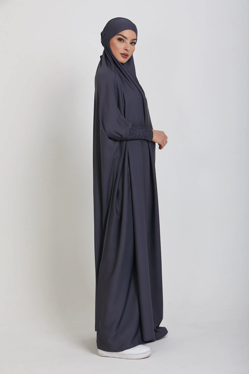 One Piece Full Length Jilbab/ Prayer Abaya - Pebble - Image 7