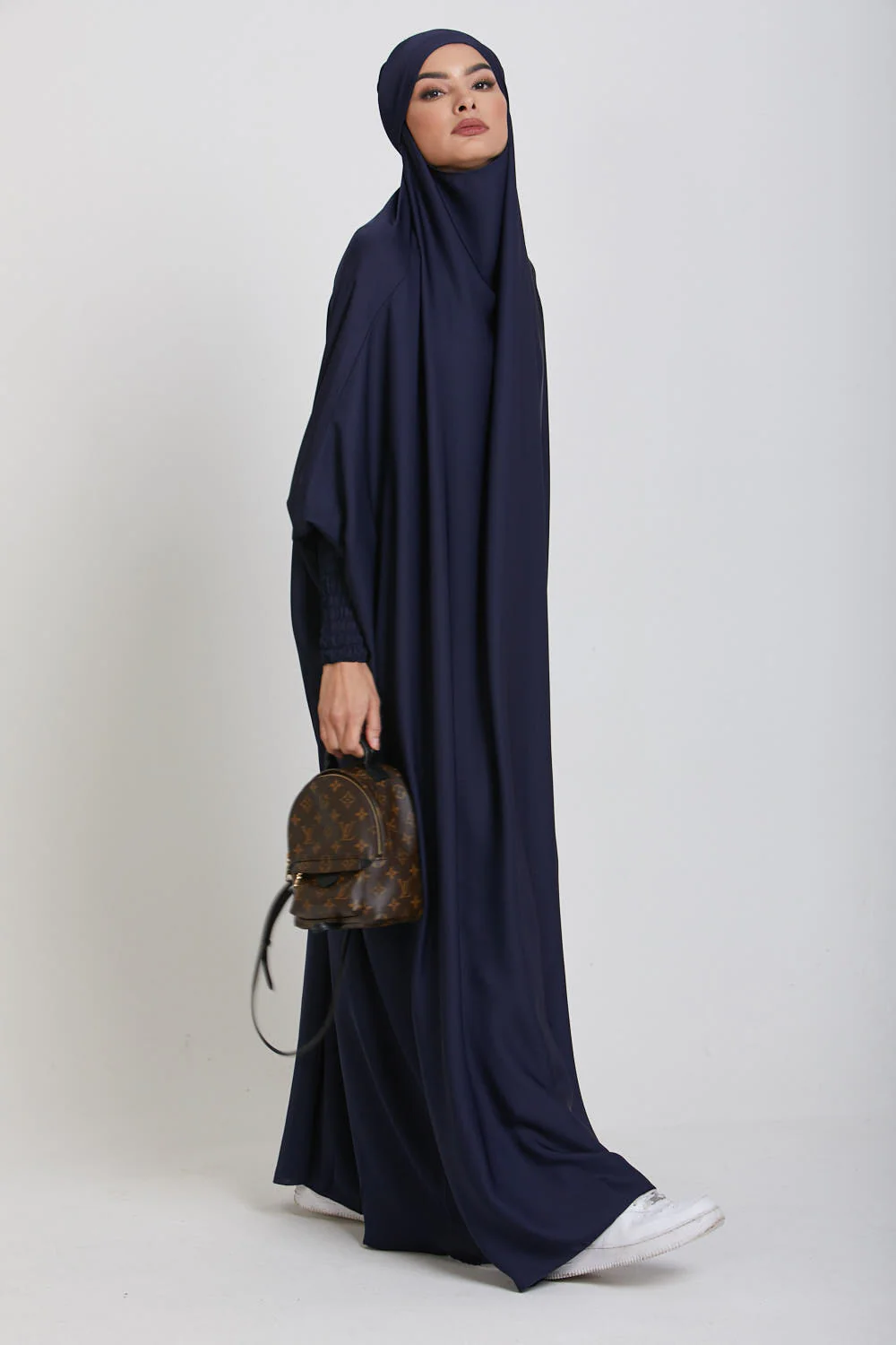 One Piece Full Length Jilbab/ Prayer Abaya - Royal Navy - Image 3