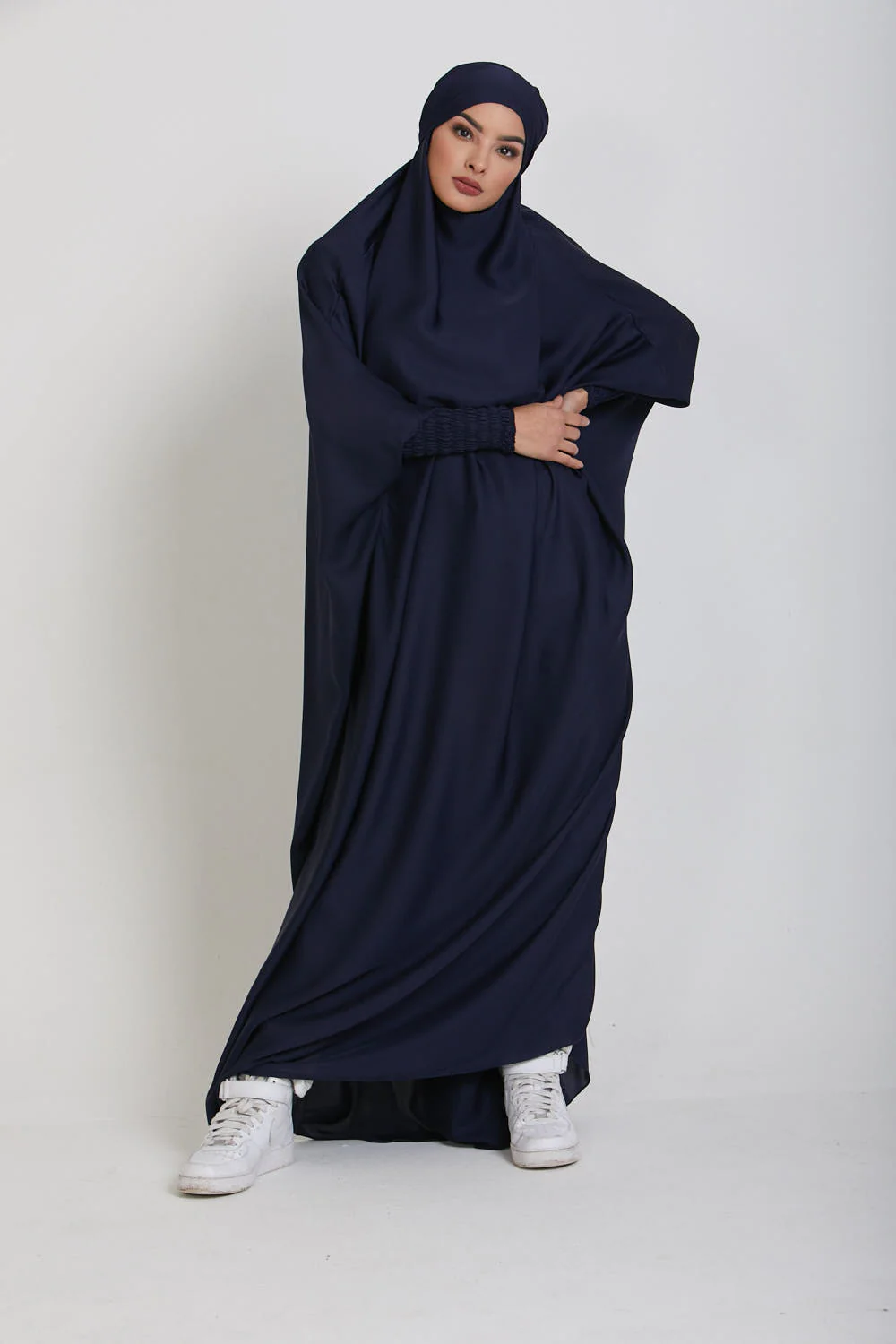 One Piece Full Length Jilbab/ Prayer Abaya - Royal Navy - Image 4