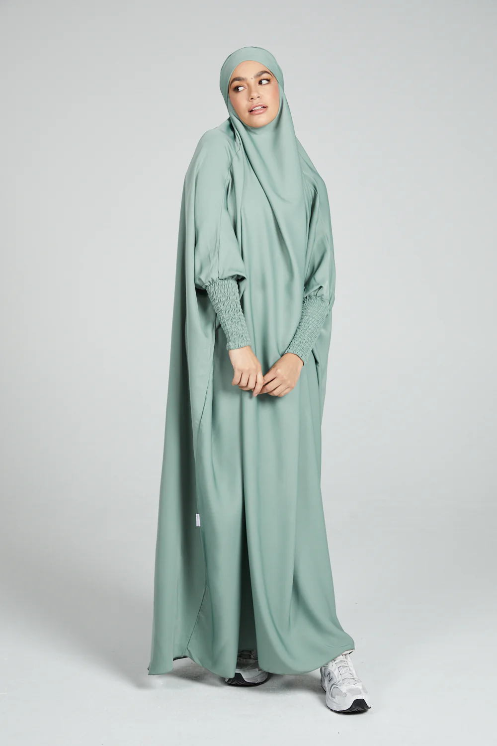 One Piece Full Length Jilbab/ Prayer Abaya - Sage - Image 2