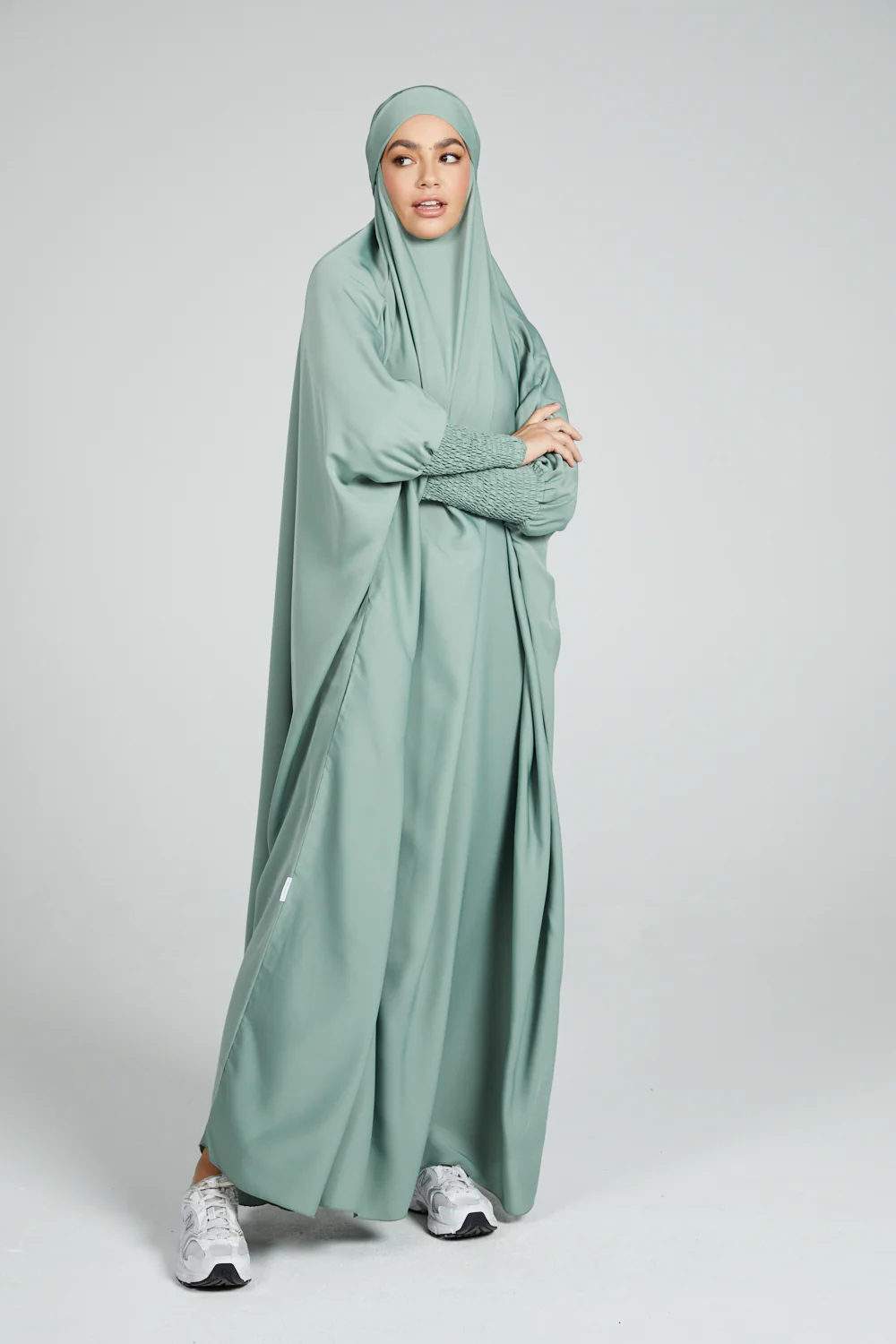 One Piece Full Length Jilbab/ Prayer Abaya - Sage - Image 4
