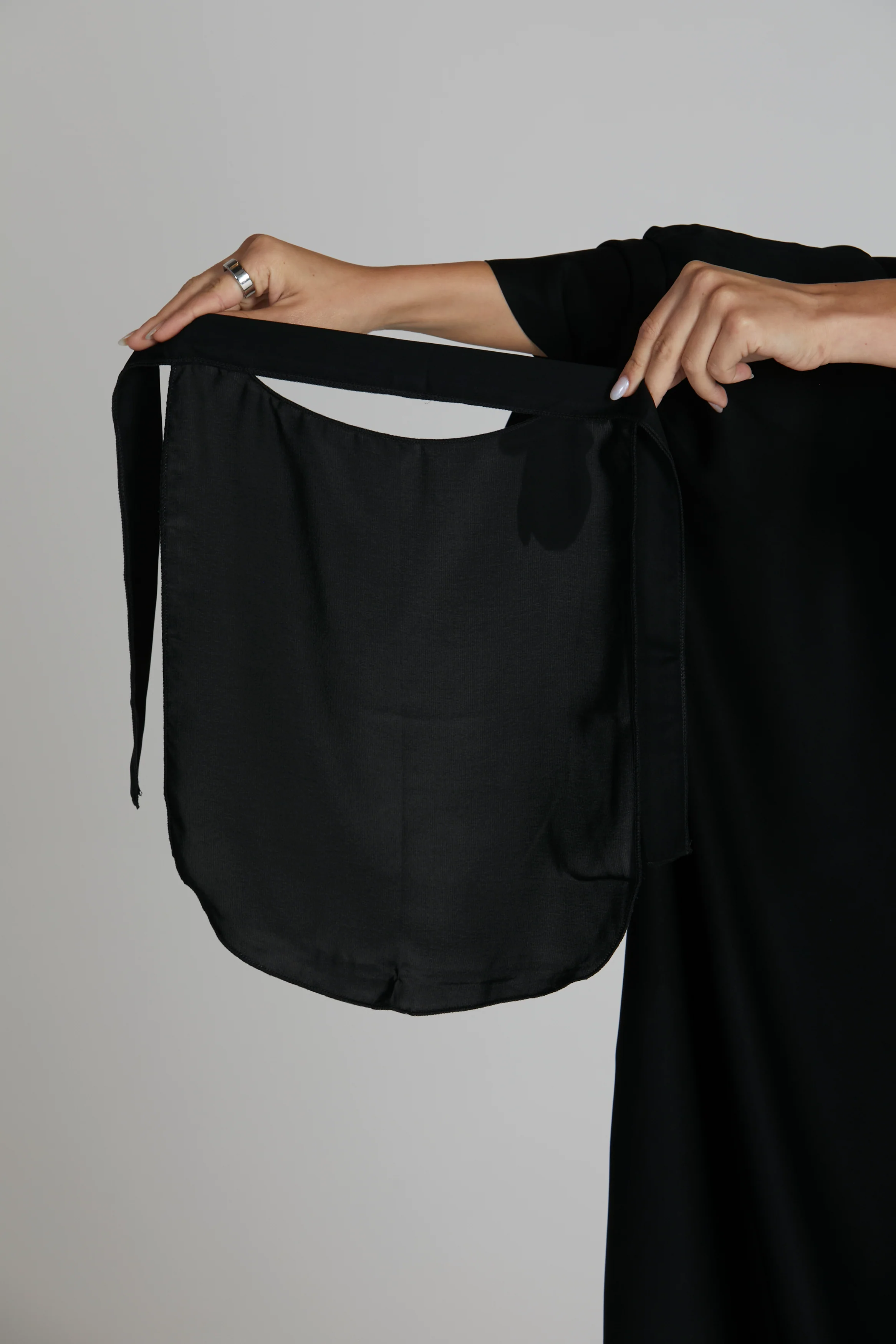 One Piece Full Length Jilbab/Prayer Abaya - Tie Up Cuffs - Black - Image 10