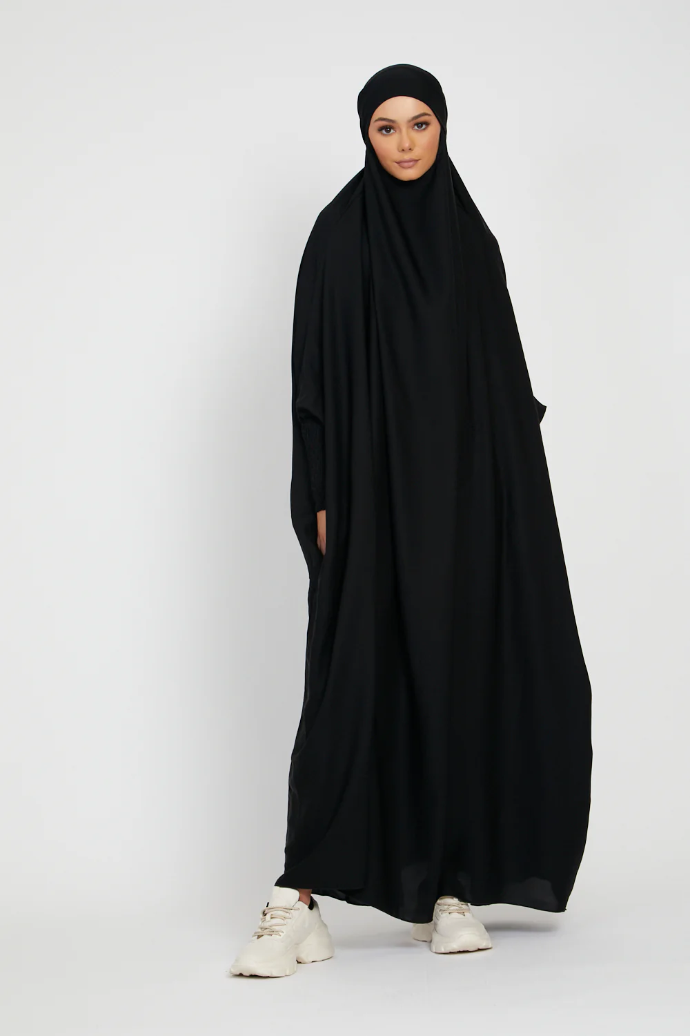 One Piece Jilbab/Prayer Abaya - Zipped Cuffs And Pockets - Black - Image 2