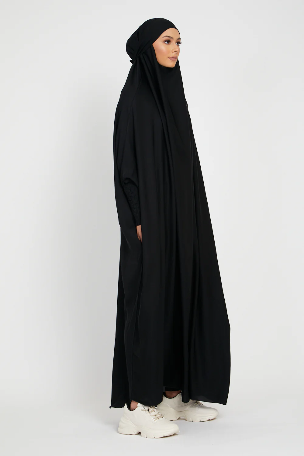One Piece Jilbab/Prayer Abaya - Zipped Cuffs And Pockets - Black - Image 3