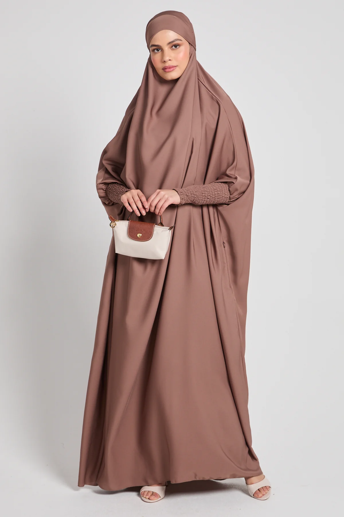 One Piece Full Length Jilbab/Prayer Abaya - Zipped Cuffs and Pockets - Cocoa Blush - Image 4