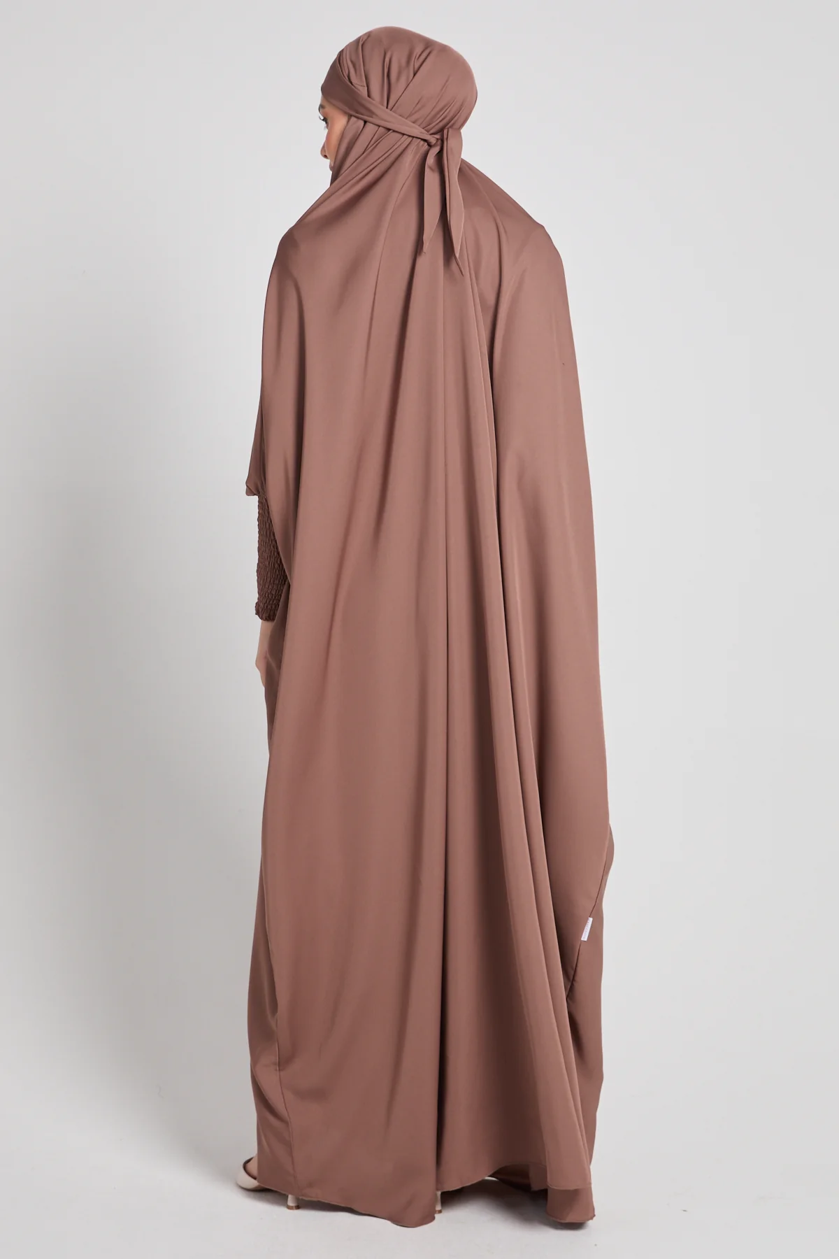 One Piece Full Length Jilbab/Prayer Abaya - Zipped Cuffs and Pockets - Cocoa Blush - Image 5