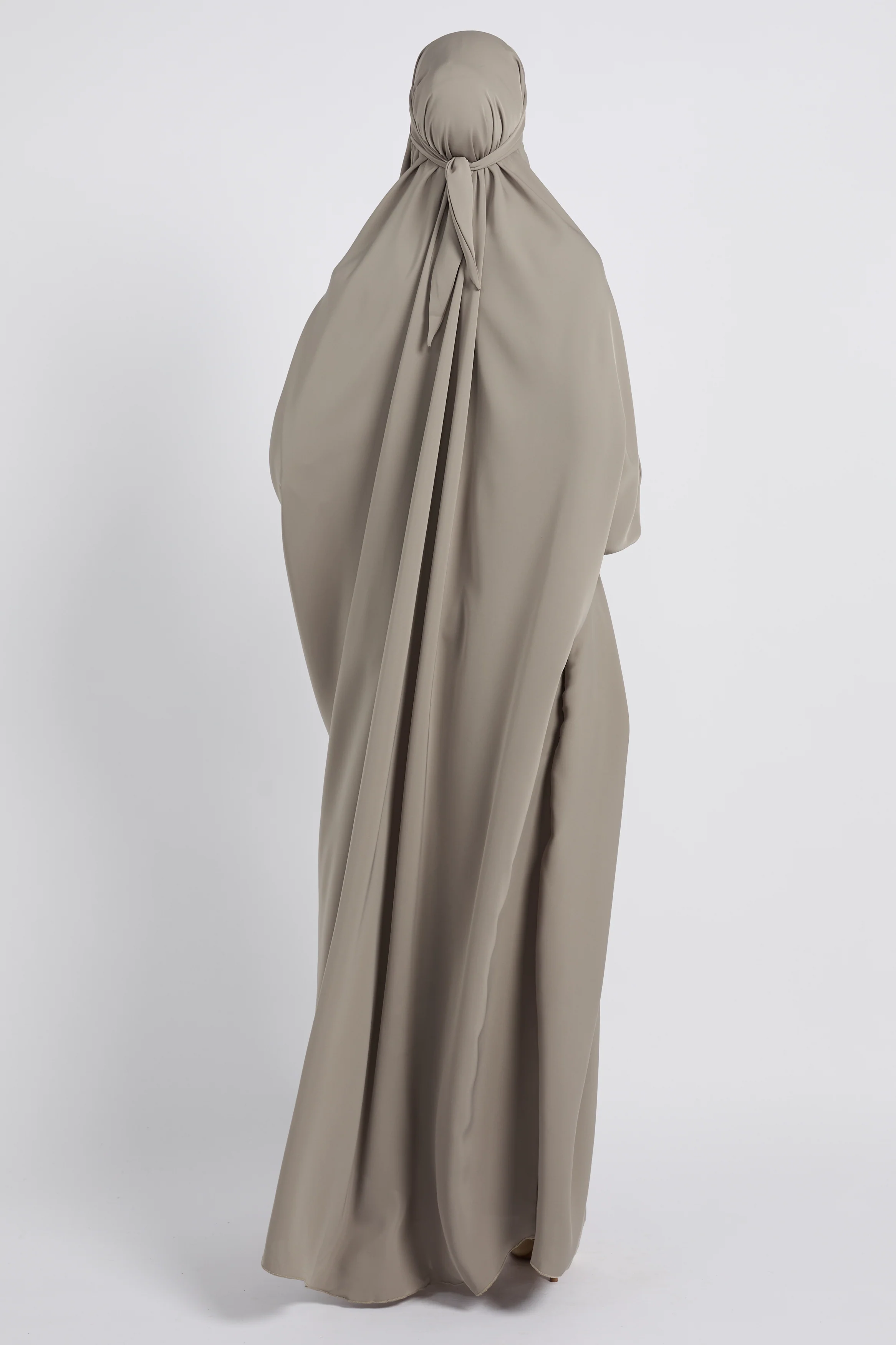 One Piece Full Length Jilbab/Prayer Abaya - Zipped Cuffs and Pockets - Sage Grey - Image 5