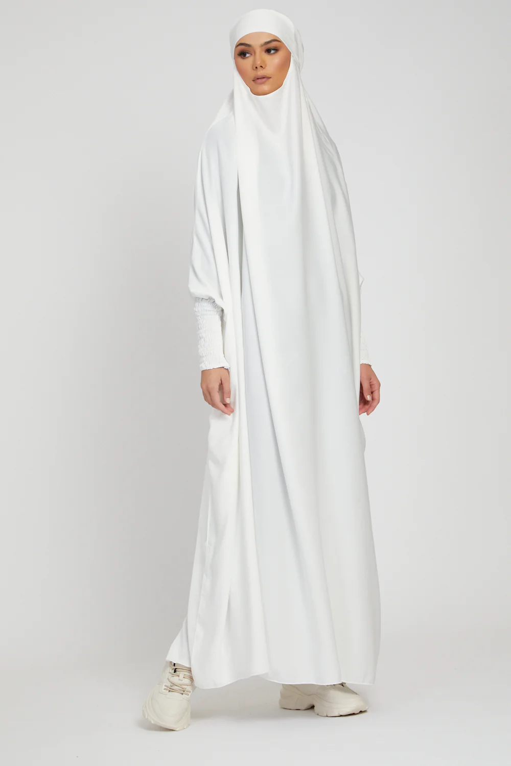 One Piece Full Length Jilbab -Zipped Cuffs and Pockets - White - Image 5