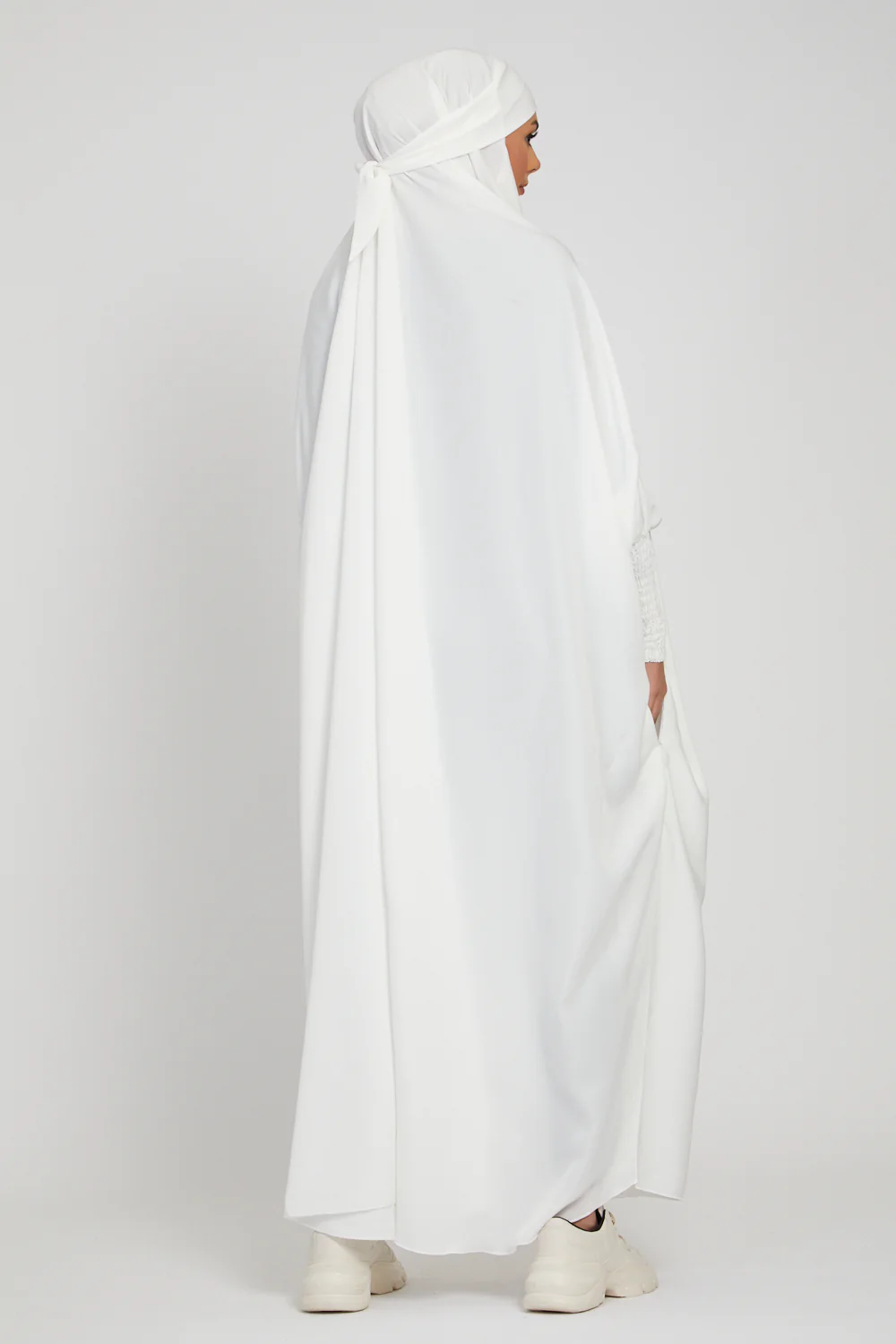 One Piece Full Length Jilbab -Zipped Cuffs and Pockets - White - Image 6