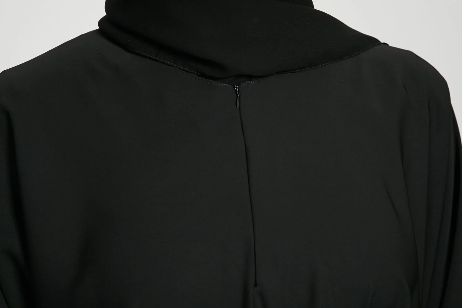 Plain Black Abaya with Front Zip - Image 8