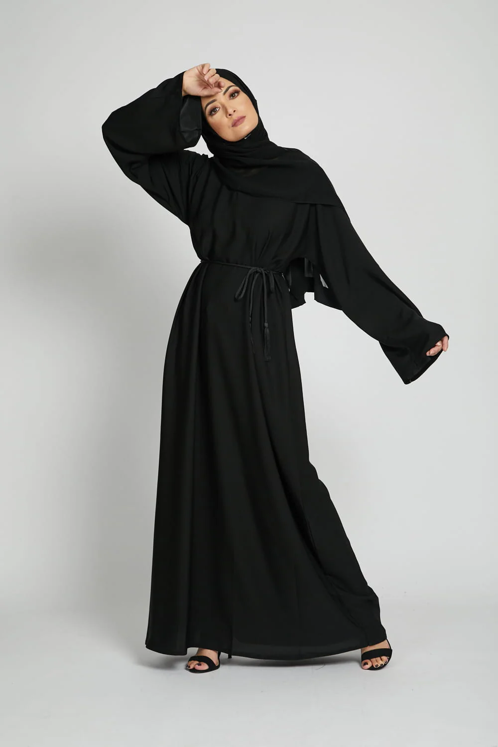 Plain Black Abaya with Wide Sleeves - Image 4