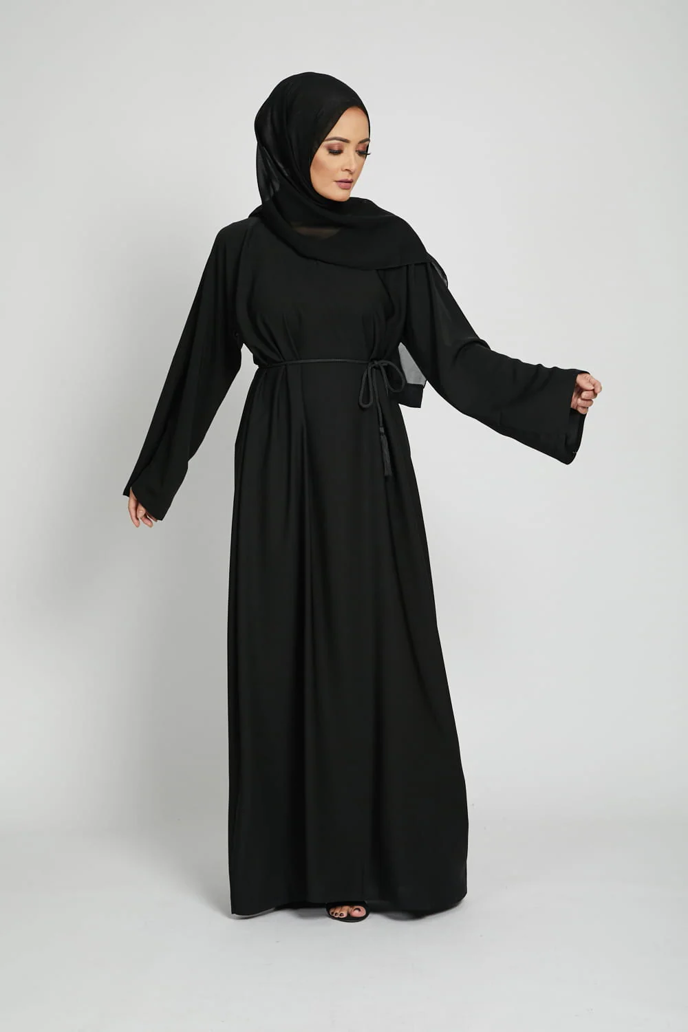 Plain Black Abaya with Wide Sleeves - Image 5