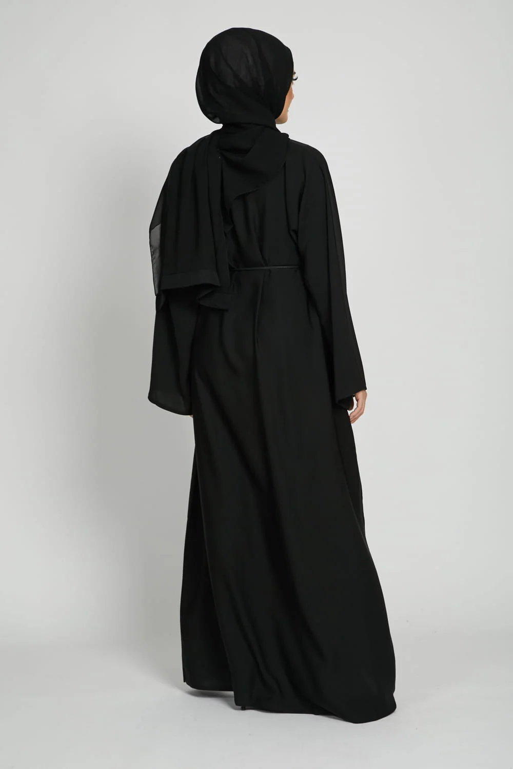 Plain Black Abaya with Wide Sleeves - Image 7