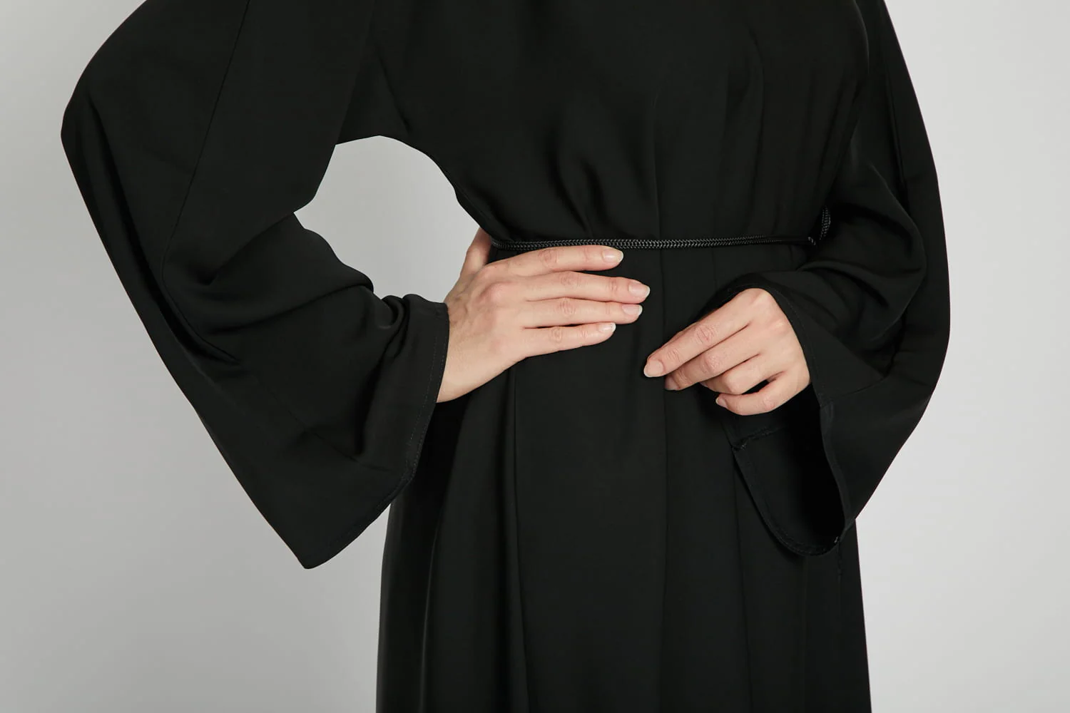 Plain Black Abaya with Wide Sleeves - Image 8
