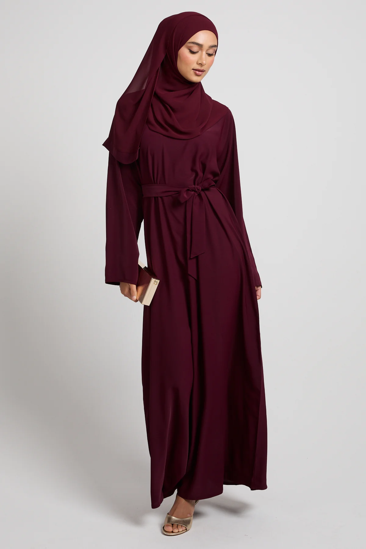 Plain Closed Abaya - Deep Burgundy