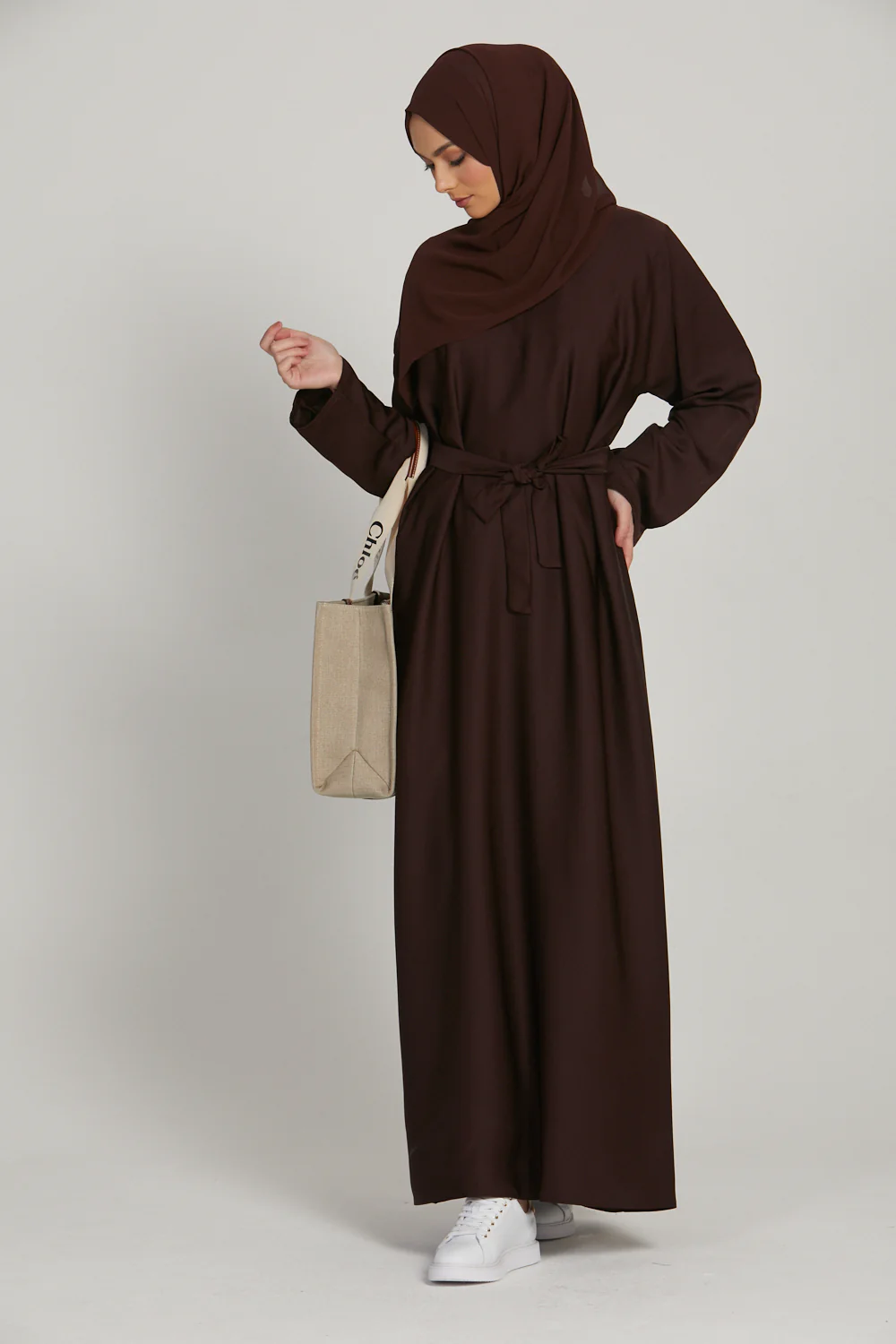 Plain Closed Abaya - Mahogany - Image 5