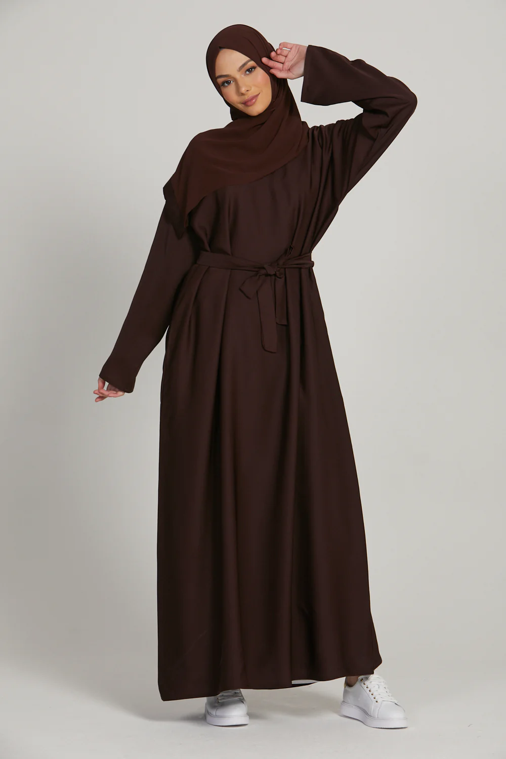 Plain Closed Abaya - Mahogany - Image 6