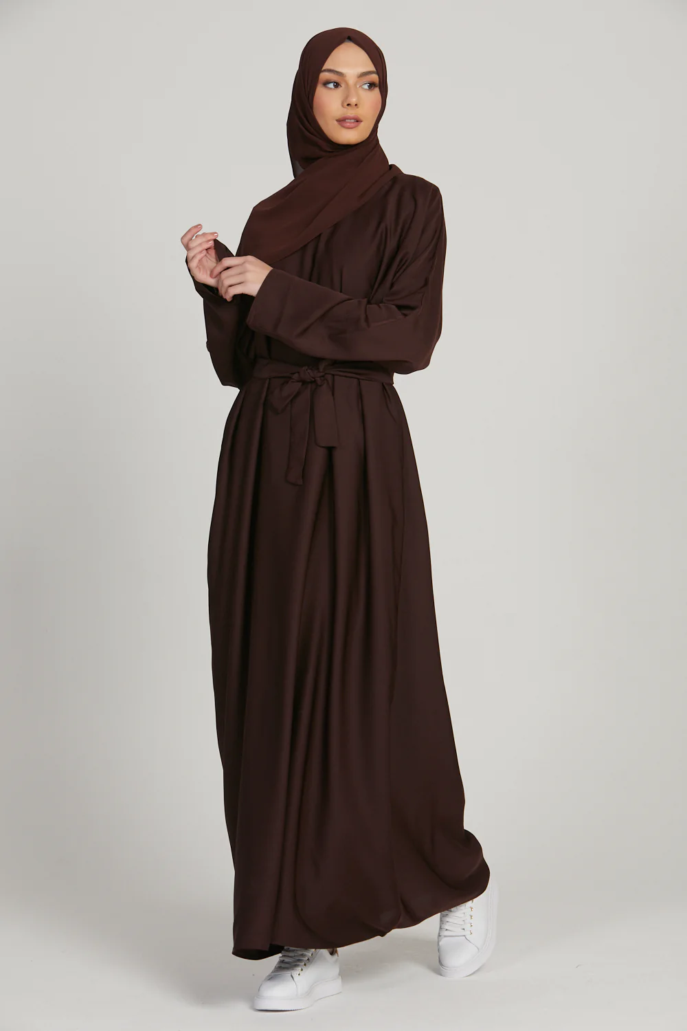 Plain Closed Abaya - Mahogany - Image 7