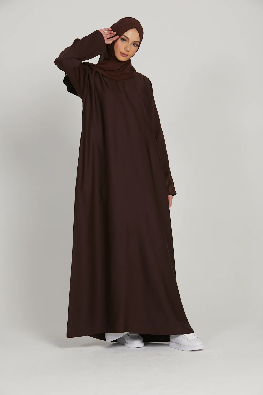 Plain Closed Abaya - Mahogany - Image 8