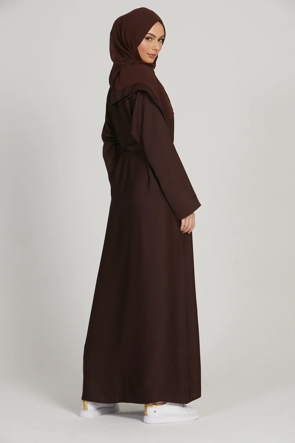 Plain Closed Abaya - Mahogany - Image 9