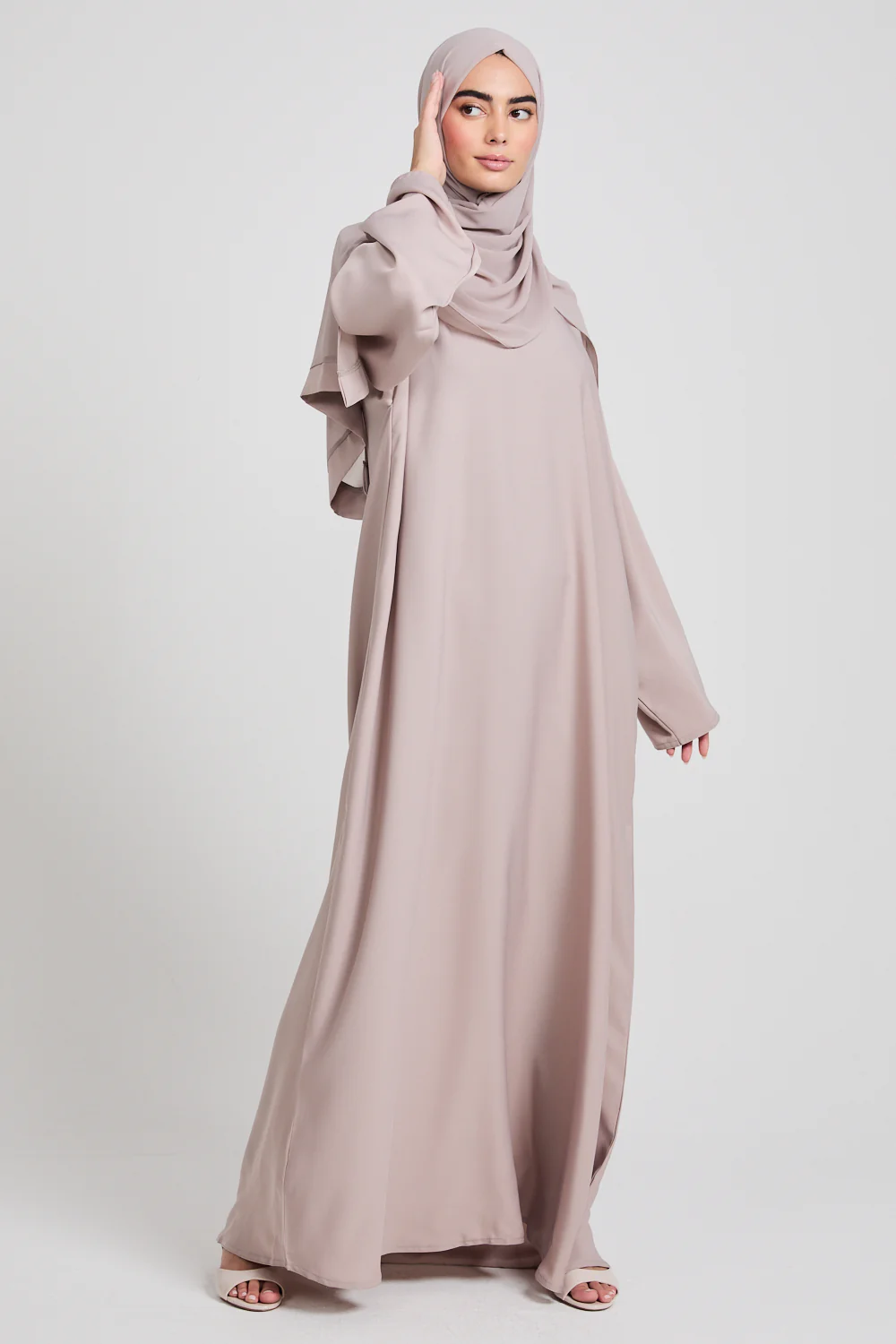 Plain Closed Abaya - Natural - Image 5