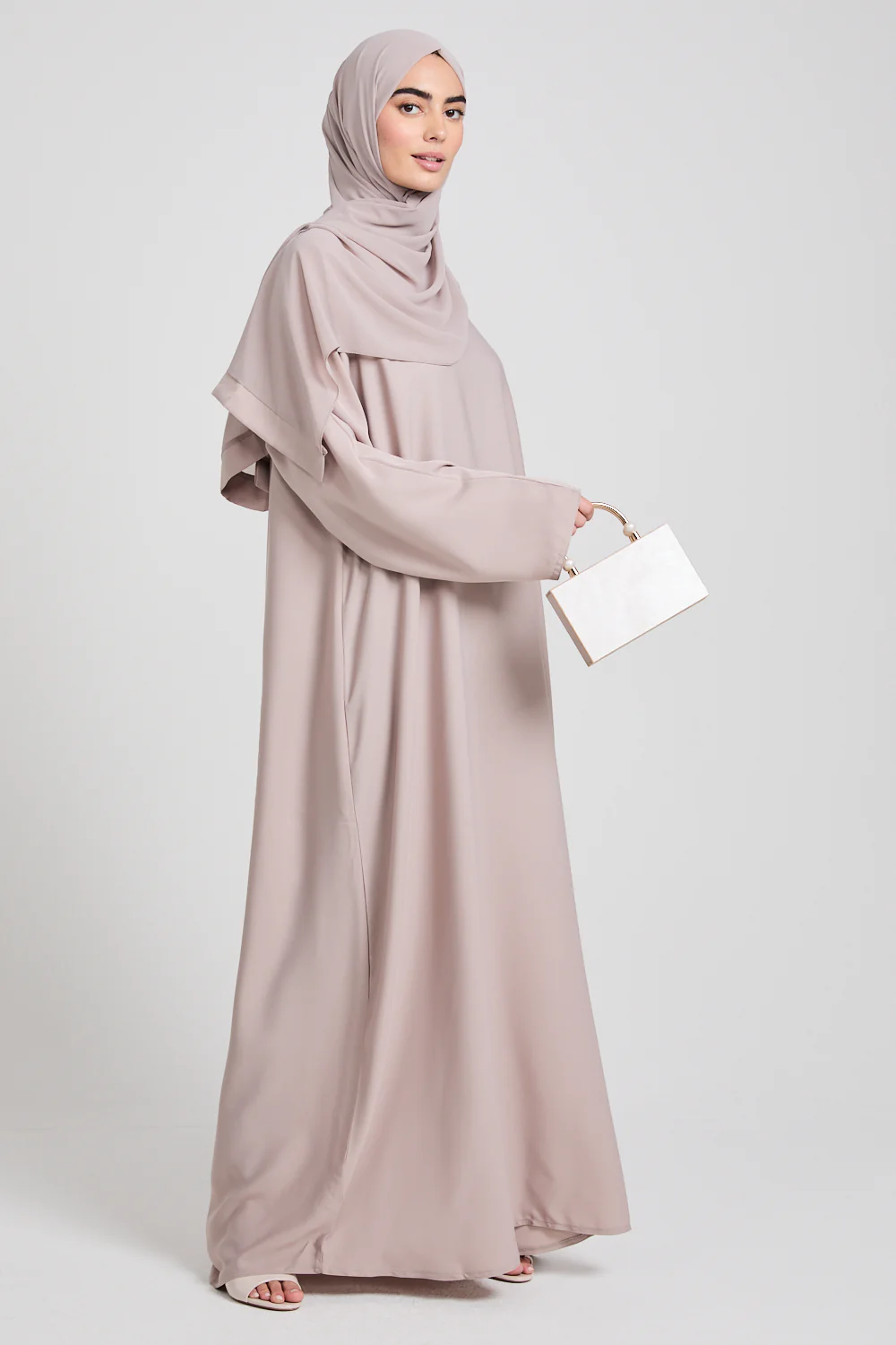 Plain Closed Abaya - Natural - Image 6