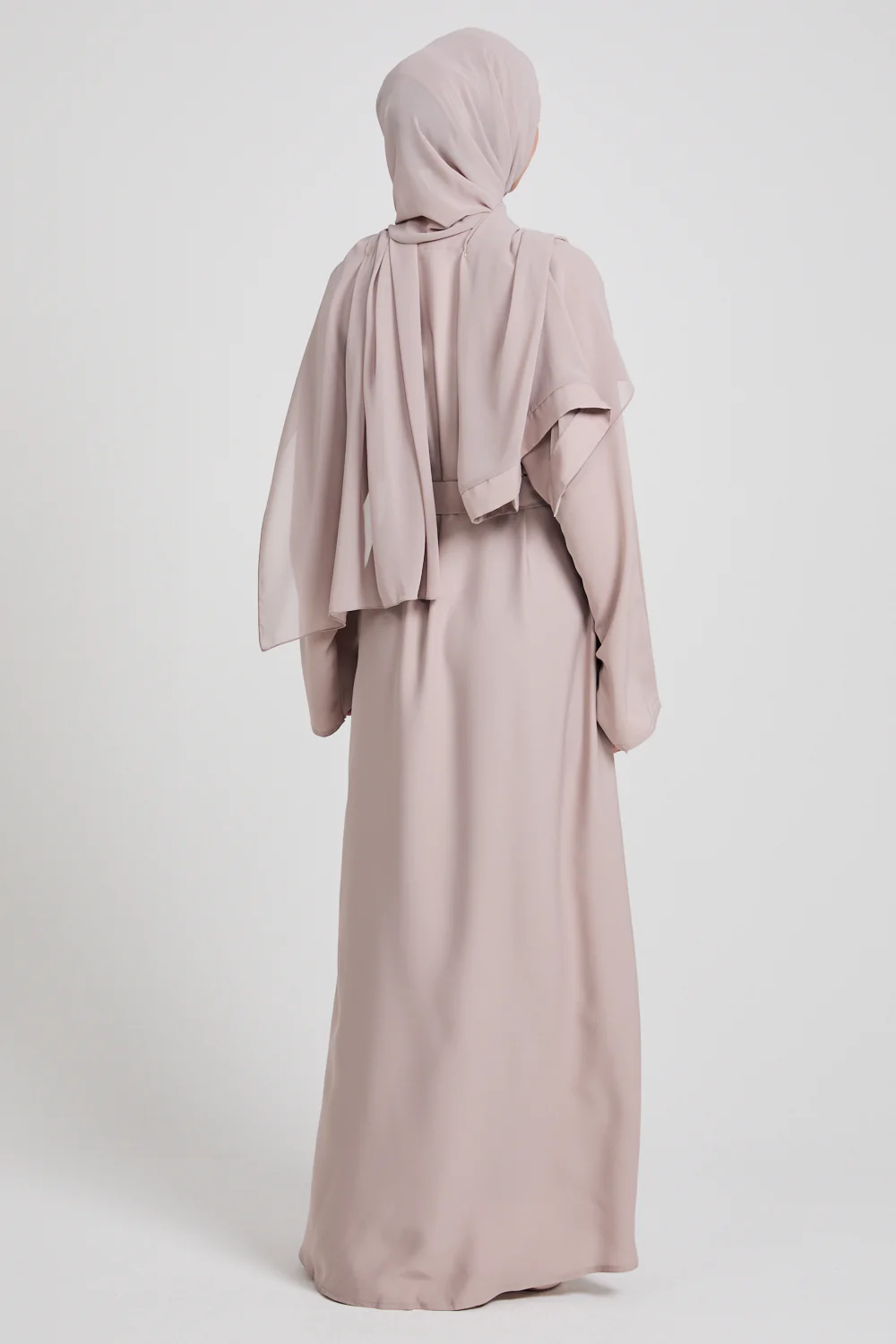Plain Closed Abaya - Natural - Image 9