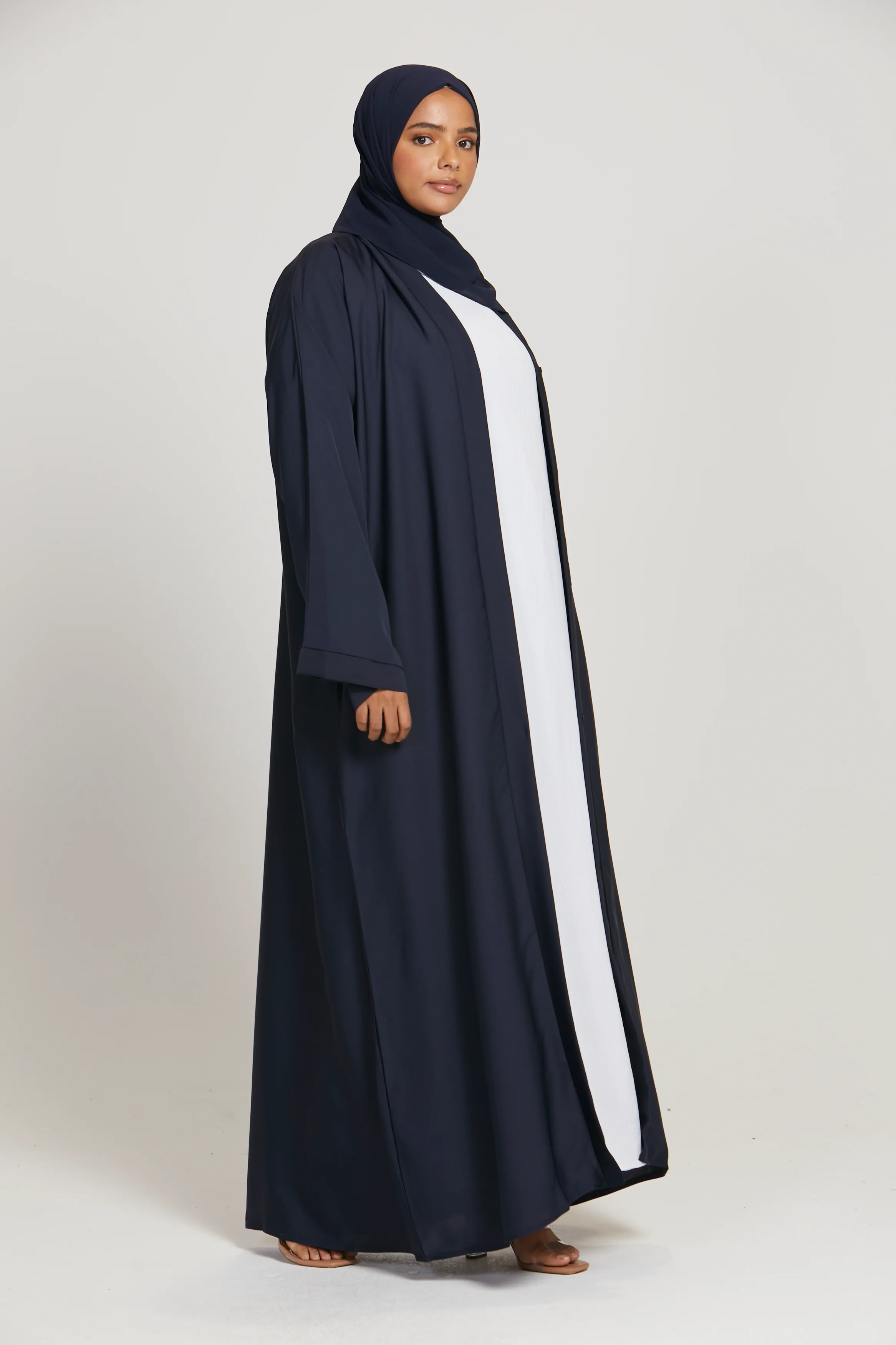 Plus Size Deep Navy Open Abaya - Image 3