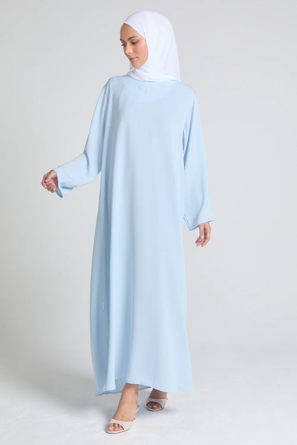 Plus Size Dusky Powder Blue Premium Nidha Inner Slip Dress - Long Sleeve - Image 3