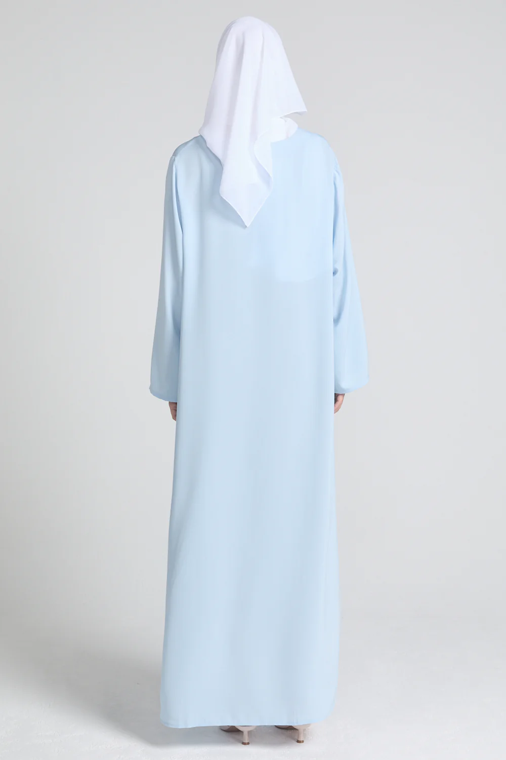 Plus Size Dusky Powder Blue Premium Nidha Inner Slip Dress - Long Sleeve - Image 5