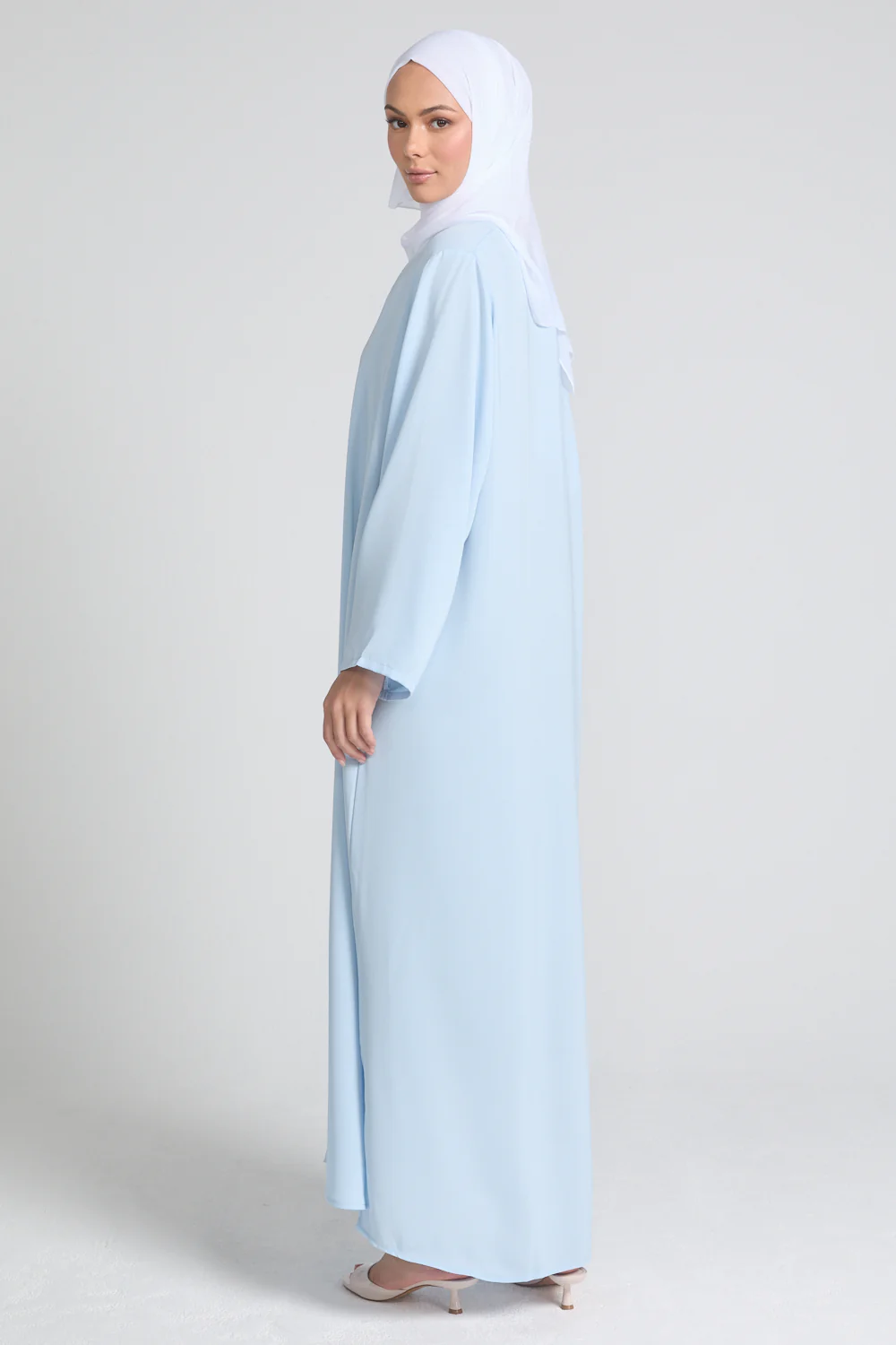 Plus Size Dusky Powder Blue Premium Nidha Inner Slip Dress - Long Sleeve - Image 6