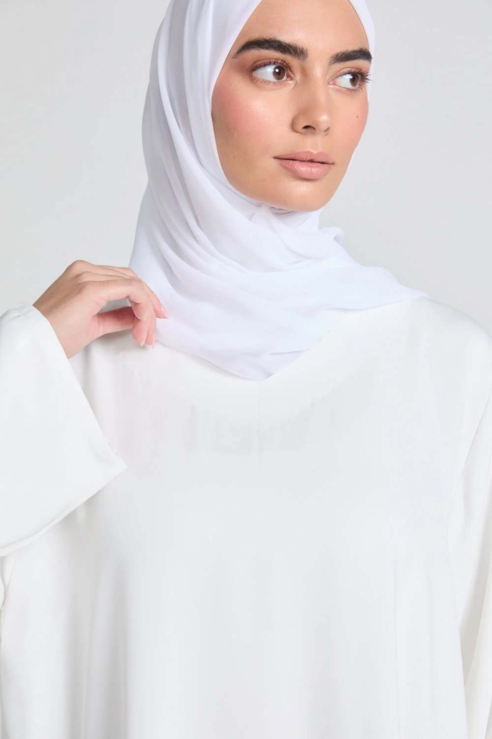 Plus Size LONG SLEEVE Premium Nidha Inner Slip Dress - White - WITH LINING - Image 2