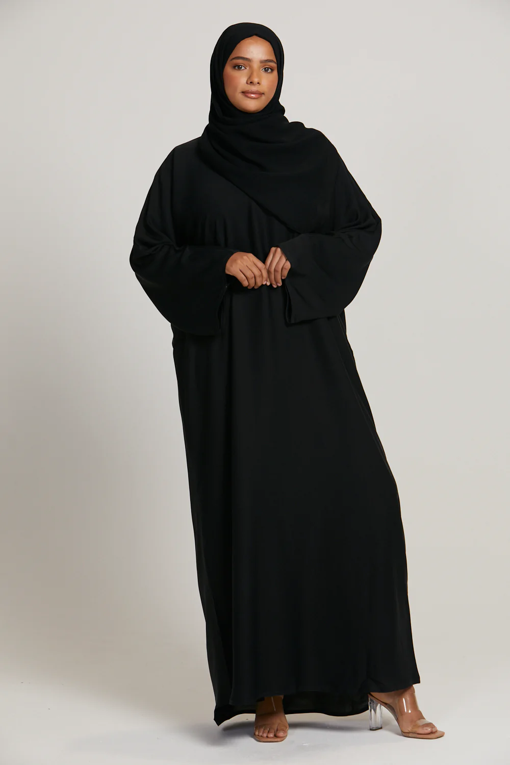 Plus Size Plain Closed Abaya - Black - Image 4