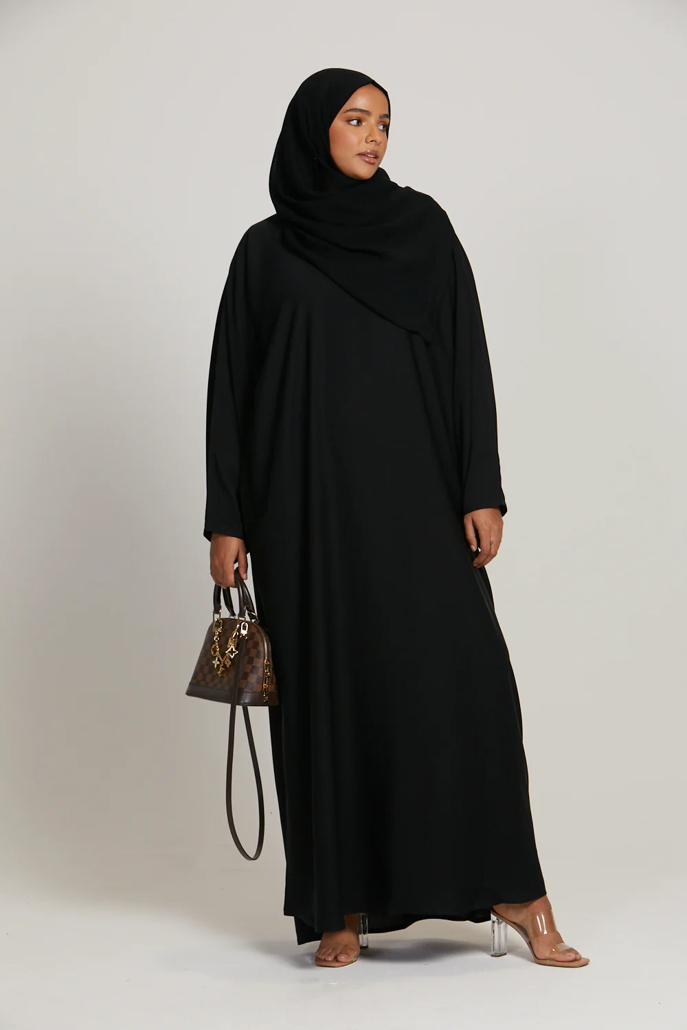 Plus Size Plain Closed Abaya - Black - Image 5