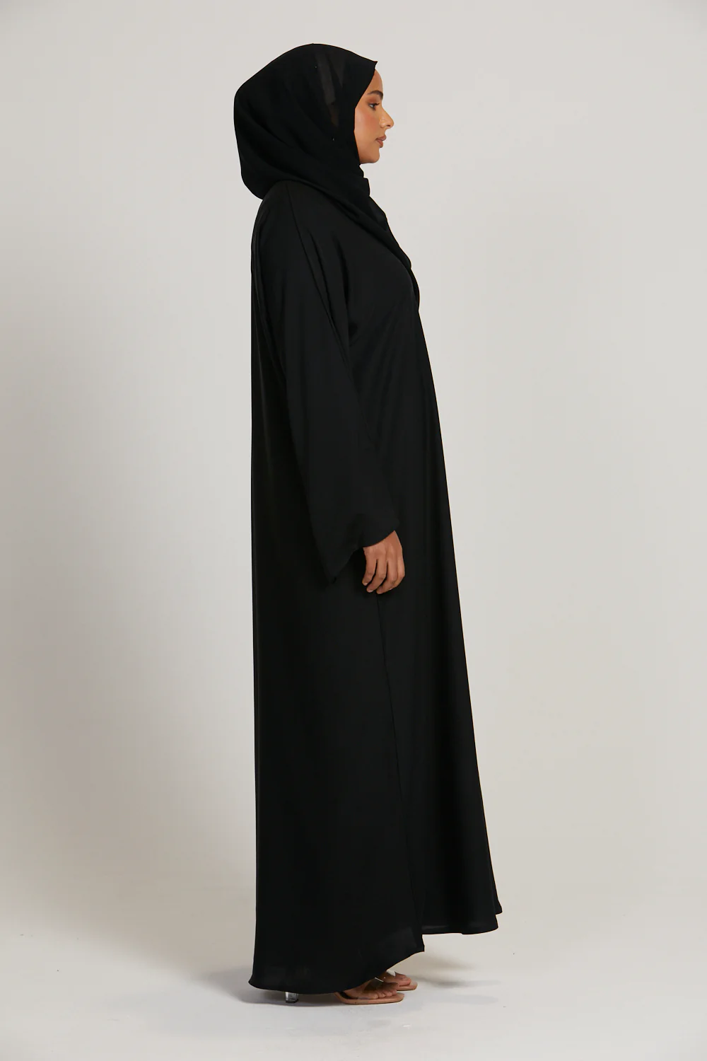 Plus Size Plain Closed Abaya - Black - Image 6