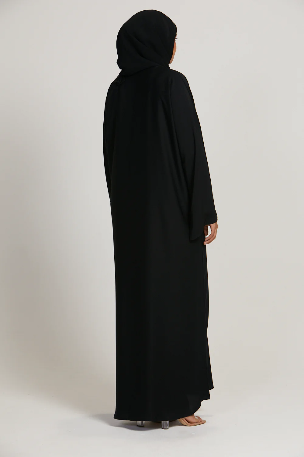 Plus Size Plain Closed Abaya - Black - Image 7
