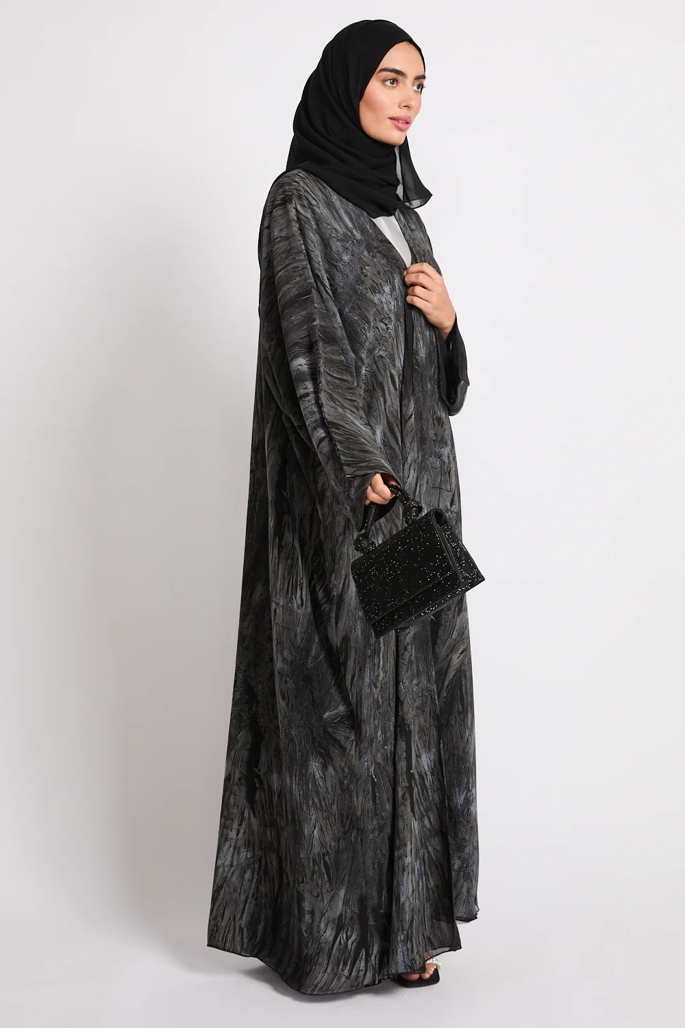 Premium Abstract Open Abaya – Midnight Ash - LIMITED EDITION - Image 6